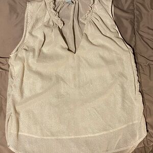 H&M Beige Sleeveless Blouse with Ruffle Detail